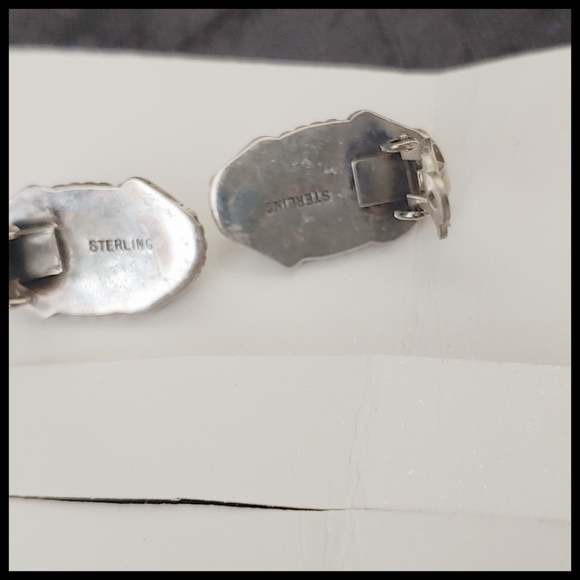 Vintage Sterling and Turquoise Earrings, Hallmarked - Picture 4 of 5